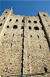 Looking up at Rochester Castle