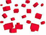 Abstract background - falling red boxes. Objects over white
