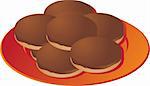 Digestive chocolate cookies on plate