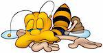 Wasp 15 - detailed  illustration, sleeping little bee as vector  (Sleeping little wasp)