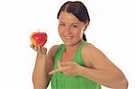 woman with apple on white background