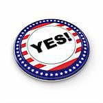 USA elections button with the expression Yes!