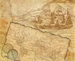 Ancient map of the world. Compass