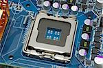 Close up of CPU socket on motherboard
