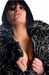 one young glamour model in artificial fur