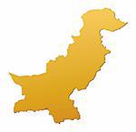 Pakistan map filled with orange gradient. Mercator projection.