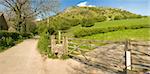 peak district landscape with fields and gate