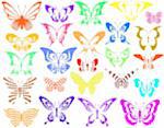 Set of editable vector halftone butterfly designs