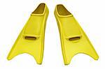 Yellow flippers isolated on white background (clipping path)