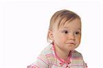 happy baby girl on white background