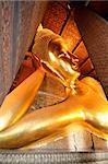 Wat Phra Chetuphon. The Temple of the Golden Reclining Buddha. Detail of the golden statue.