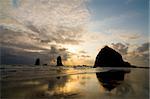 A golden sunset at Cannon beach, Oregon