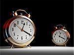Time passing concept - two alarm clock - rendered in 3d