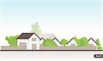 This is the first part of a great panorama illustration about an ideal suburb. You can use the images separate or you can use up together the six illustration.