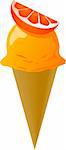 Fancy decorated ice cream cone orange flavor, illustration