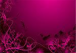 Retro styled nature background in magenta and pink