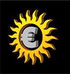 euro sun logo on black background - 3d illustration