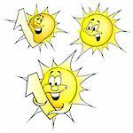 Sun set - colored smiling cartoon illustration as vector