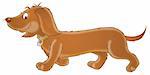 Dachshund, whelp, canine, Puppy, pup, dog, doggy, walk, walking, brown, pet, home, friend, animal, nature, clip-art, cartoon, contour, Isolated, Illustration, color, amusing, character, cheerful, fun, comics, joke, ridiculous, toy, Smile, Natural, Zoology, zoological, zoo, funny, hand drawing, over white, childish, clipart, humorous, kiddish,