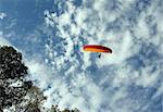 colorful para glider flying in the sky