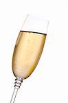 Glass full with champagne on white background