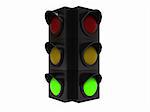 3d illustration of traffic light with green light on