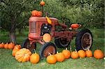 An old tractor decorated for halloween