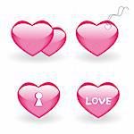 Set of four icons with hearts for st.Valentine day 2. Vector illustration.