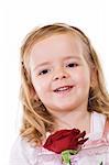 Little girl portrait with rose - isolated