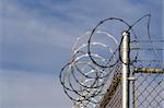 Fenced area protected with razor wire