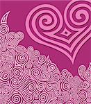 Pink heart with swirl ornament, vector illustration
