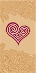heart with swirl ornament, vector illustration