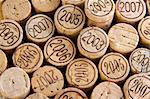 background shot of a group of wine corks