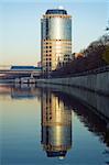 Round business skyscraper in the Moscow city, Russia