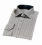 New plaid men's dress shirt on white