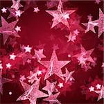 pink stars over dark wine-red background with feather center
