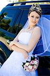 bride by the car