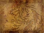 Sheet of ancient parchment with dragon