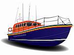 Orange and Blue Coastguard Lifeboat Illustration over White