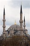 Blue Mosque in Istanbul, Turkey. Overcast weather, end of december.