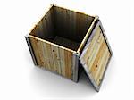 abstract 3d illustration of empty wooden crate