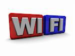 3d illustration of wi-fi symbol over white background