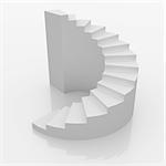 White spiral stairs to success 3d render