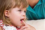 Close-up  portrait of  nice little girl having good time