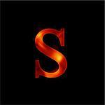 fire letter S isolated on dark background