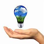 Hand Holding Lighbulb Concept of Clean Renewable Energy of the Future