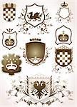 golden shield design set with various shapes and decoration