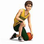 young manga character in basketball clothes With Clipping Path