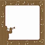 Cardboard frame with silhouette of a trumpet player and notes