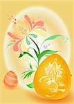 Easter postal, raster, but in vectorial style. Sun glad colors